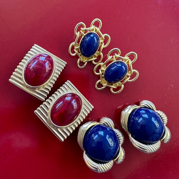 Kenneth Jay Lane Jewelry - Vintage Clip Earrings 3 pairs